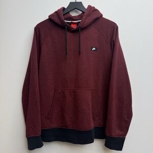 Nike Red Fleece Pullover Hoodie Men's M Hooded Kangaroo‎ Pocket Logo Atheletic